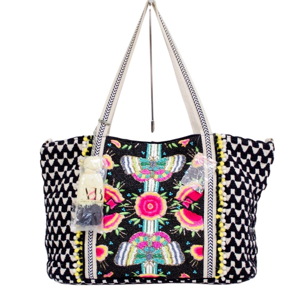 America & Beyond Beaded Embellished Large Tote- Butterflies- Summer- NWT - Picture 5 of 11